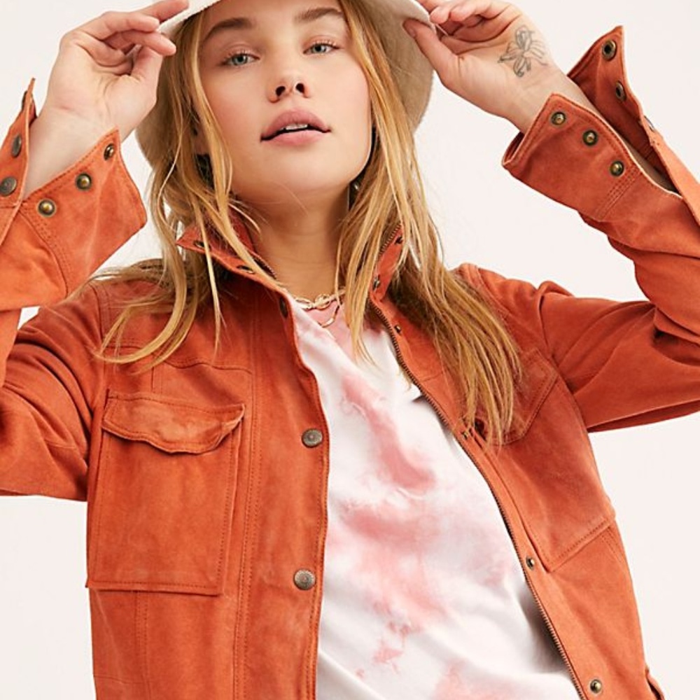 Free People Kimberly Suede Shirt Jacket